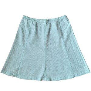 Womens Medium Gingham Picnic Skirt Handmade Above The Knee Seafoam Green & White